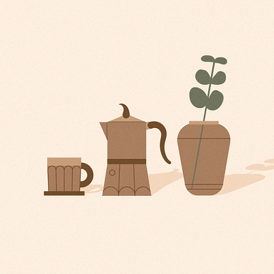 Distance Coffee 2d berlin brown caffeine caffè ceramic coffee drink flat illustration moka nature plants