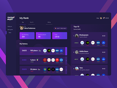 Stocks game branding finance ui ux web