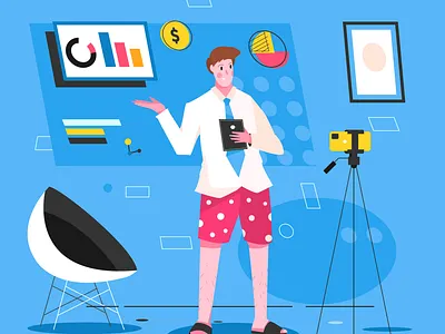 Presentation From Home business flat home illustration illustrations man presentation ui ux work from home