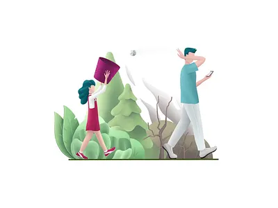 Protect the environment 2.5d animation better world colorful eco friendly ecology enviroment environment go green gretathunberg illustration nature recycle trash waste zero waste