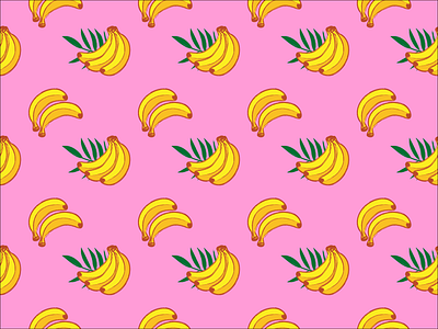 🍌Banana pattern 🌿 art artwork colorful illustration pattern pattern art pattern design pink shutterstock typography vector yellow