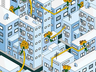 Flowers in times of isolation adobe illustrator illustration isometric quarantine socialdistancing vector