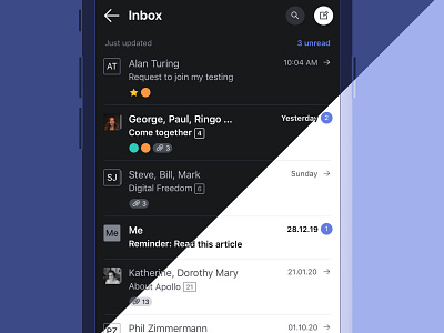 ProtonMail Dark and Light UI Sneak Peak app clean dark mode dark ui design flat ios minimal ui