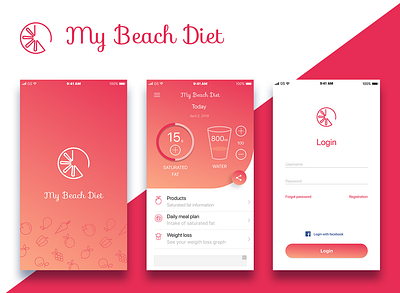 My beach diet APP app design diet health minimal sport ui ux