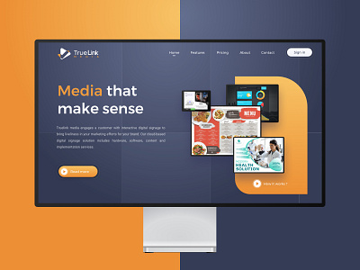 Truelink Media hero section digital signage hero section landing page software ui ux website design