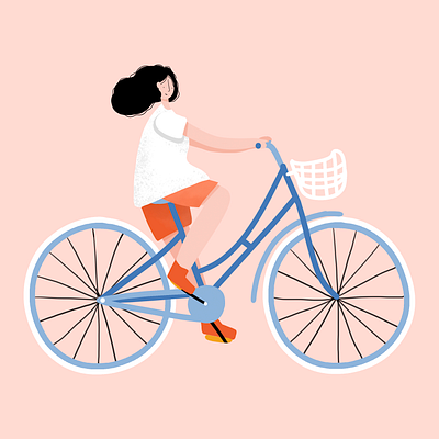 Girl on bike illustration art artwork bicycle bike ride design digital illustration