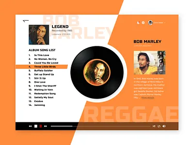 009 Daily UI. Music Player 009 daily ui design music reggae ui ux web веб дизайн дизайн