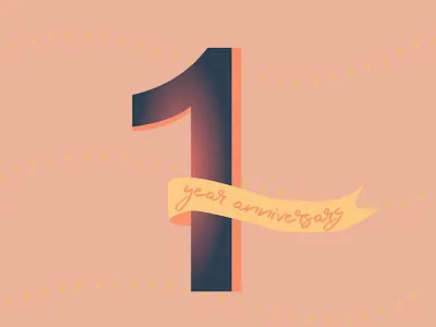 1 Year Design Anniversary anniversary branding design flat gradient illustration typography ui vector web