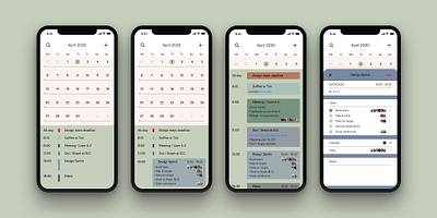 Calendar - Calendar mobile app - Personal work app calendar design phone ui ux