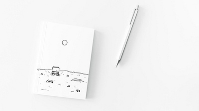 Minimalist Notebook adventure crater drawing flat illustration mars minimal notebook planet robot rover simple space surface vector
