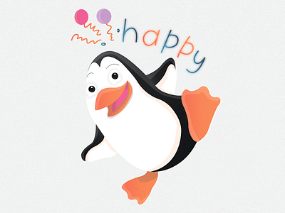 Penguin sticker №11 🐧🔥 (happy) | Day 11 2020 animal animals balloon branding character cheerful cold design emotion glad happy ice illustration illustrator joy logo penguin smile sticker