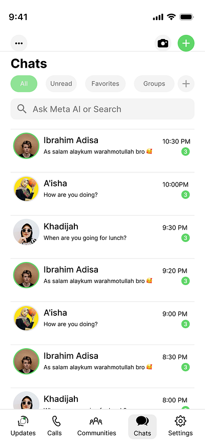 Whatapp homepage ui