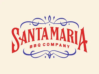 Santa Maria BBQ Company by RYS bbq branding customlettering graphic design handdrawn handlettering lettering logo logotype ornament santamaria typography victorian vintage vintagedesign