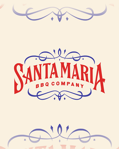 Santa Maria BBQ Company by RYS bbq branding customlettering graphic design handdrawn handlettering lettering logo logotype ornament santamaria typography victorian vintage vintagedesign