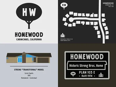 Homewood - Streng Bros community - custom artwork architectural illustration architecture house drawing icon icon design logo logo design map map illustration mid century modern minimalism minimalist minimalist art sign design vector art vector illustration