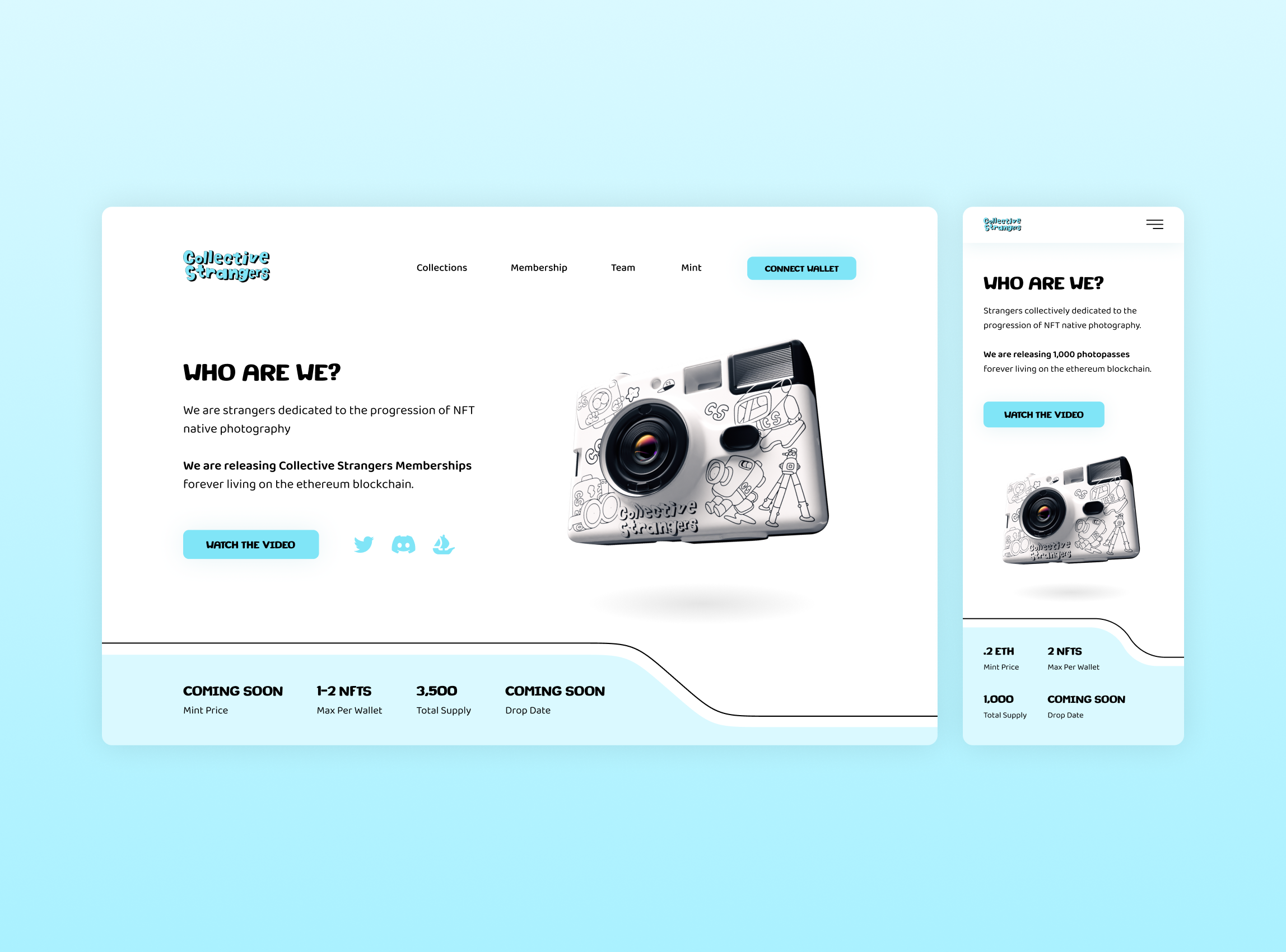Collective Strangers 2 brand identity branding homepage illustration logo minimal mobile design modern monoline ui ux viewport web design