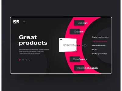 Proxet. Tomorrow technology 2020 2020 trend black dark design landing landing page minimal pink red typography ui ux