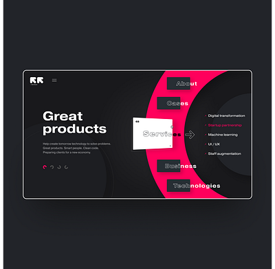 Proxet. Tomorrow technology 2020 2020 trend black dark design landing landing page minimal pink red typography ui ux