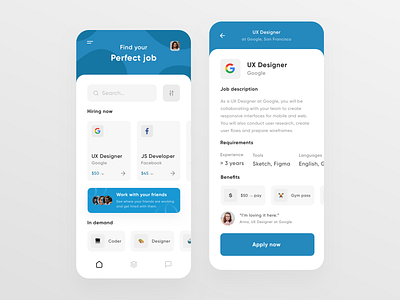 Job Search App UI 2020 app design design flat inspiration interface minimal mobile mobile app mobile design mobile trends mobile ui mobileinspiration mobiletrends mobileui trending uidesign uiinspiration uitrends uiuxdesign