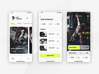 Workout App activity app application concept design exercise gym app health interface interfaces ios minimal product design sport tracker app uiux visual white theme workout workout app