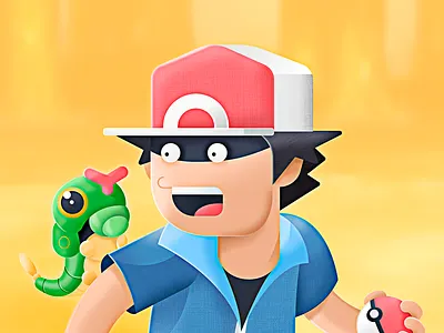 Pokemon Trainer ash caterpie flat design graphic design illustration illustrator nintendo pokemon vector videogame