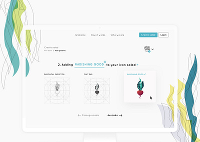 Icon salad creative design dailyui design flat goodies iconography icons ideas illustration layout practice radish salad sketch typography ui ux vector website