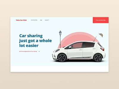 Yuko Car Club brand car car sharing landing page redesign ui