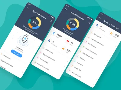 Health App Interface bar graph clean clean ui fitbit graph graphic design health app healthcare illustration minimal minimalism mobile mobile ui modern design product design smartwatch stats ui ux visual design