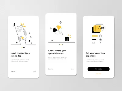 Finance app - Onboarding budget expense finance app illustration income onboarding ui