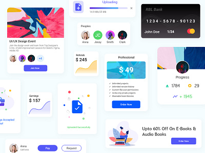 Cards Components adobexd app appicon colorful component design components design icon illustration ios minimal ui uidesign ux