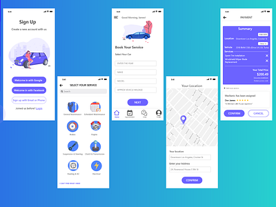 Car Maintenance App car car service location map payment service signup