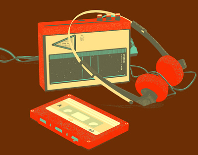 Walkman design digital illustration illustration music vintage