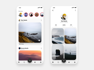 Social Media App for Photographers app app design chat app clean clean app design clean ui minimal minimalist mobile app social app social media social network socialmedia trending uiux