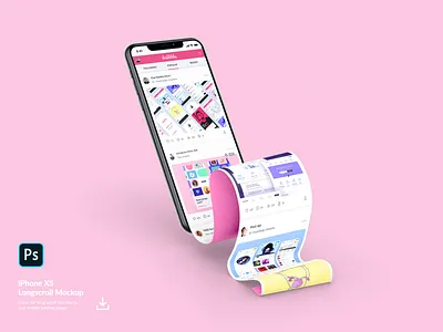 iPhone XS Longscroll Mockup 3d animation app design designer download dribbble iphone longs mock up mockup mockup design mockup psd papper photoshop post profile scroll scroll animation ui