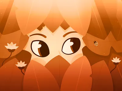 Hiding... affinity art atmosphere coronavirus eyes flower hiding illustration insect leaves light nature orange portrait texture