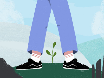 hope. earth energy environment future future prospects hope illustration legs plant sneakers