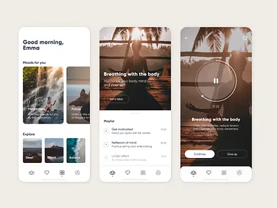 Meditation app app calm dailyui dailyuichallange health meditation playlist ui uiux yoga