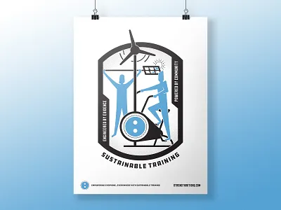 Sustainable Training Badge badge graphic gym illustration people solar power sustainable training wind power workout