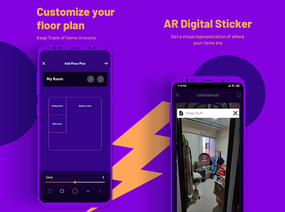 WIZT App UI #3 android app app design ar app ar filters ar sticker art daily daily ui dailyui design floor plan floorplan minimal mobile purple tagging tracker tracking app ui