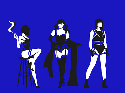 Lingerie 2 adobe illustrator beauty black blue fashion fashion illustration flat lingerie vector women