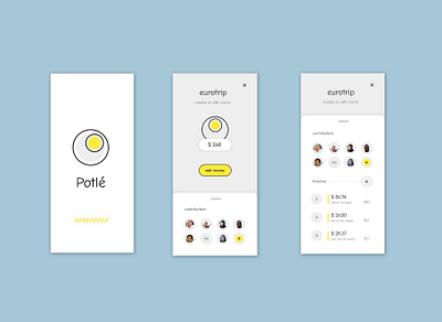 Potlé - Expenses Splitter App app clean ui design flat flatdesign illustration logo materialdesign ui ui design ux