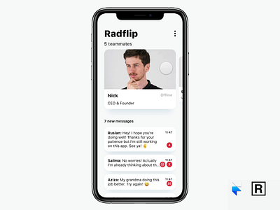 We are Radflip bold carousel chat chat app dontfollowthistrend framer x ios iphone11 iphone11pro light minimalism neumorphic neumorphism portrait prototype pwa radflip swipe typogaphy uianimation