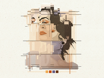 Vector Glitch portrait adobe illustrator album cover colorful dripping glitch portrait swatches vector vector art vector portrait