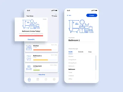 Tody app UI concept redesign app app concept app design app ui bathroom clean app clean ui cleaning concept home design home page ivona petrovic kitchen livingroom loader redesign stats status bar ui