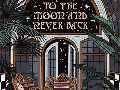 Greenhouse at Night greenhouse illustration interior patio plants tropical