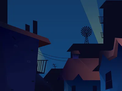Rooftops 2d animation art background cartoon city color concept creative dark dribbble dribbblers flat gradient illustration illustrator motion night smoke vector
