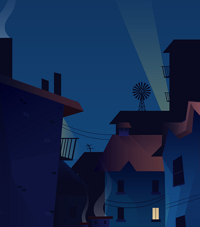 Rooftops 2d animation art background cartoon city color concept creative dark dribbble dribbblers flat gradient illustration illustrator motion night smoke vector