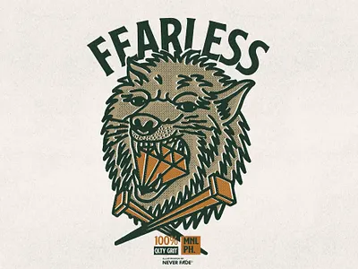 Fearless americantradional americantraditionaltattoo apparel artforsale artph brand californiaclothing designforsale diamond illustrator lettering merch procreate skull typography ukclothing vector wolf