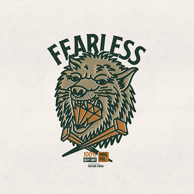 Fearless americantradional americantraditionaltattoo apparel artforsale artph brand californiaclothing designforsale diamond illustrator lettering merch procreate skull typography ukclothing vector wolf