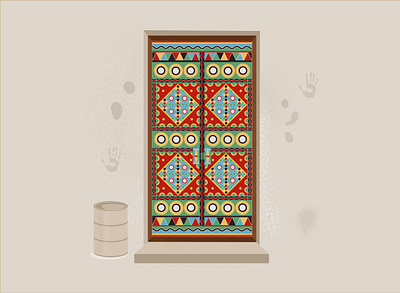 Traditional Door art decoration design door drawing drawings flat illustration illustrator ornament traditional